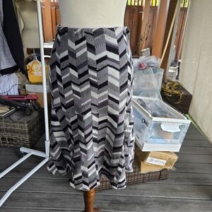 Anthropologie MOTH Chevron Knit Midi Skirt Gray Small
